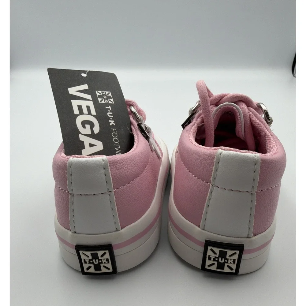 T.U.K‎ Pink & White Girls TukSkin Vegan Pirate Creeper Toddler Size 5 Sneaker